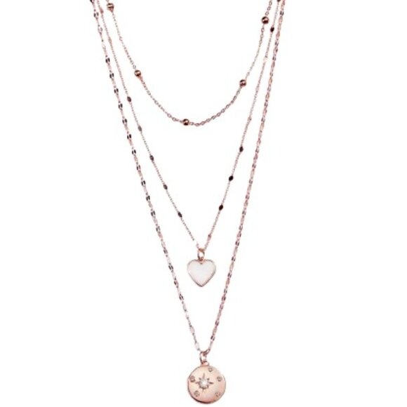 Park Lane GALAXY Necklace 3 in 1 Enamel Heart Starburst Crystals Rose Gold NWT - Picture 1 of 16